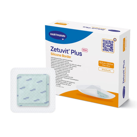 Hartmann 413902 Zetuvit Plus Silicone Border Super Absorbent Dressing, 5 x 5 Inch