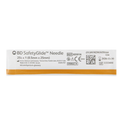 SafetyGlide™ Safety Hypodermic Needle, 25 Gauge, 1 Inch Length