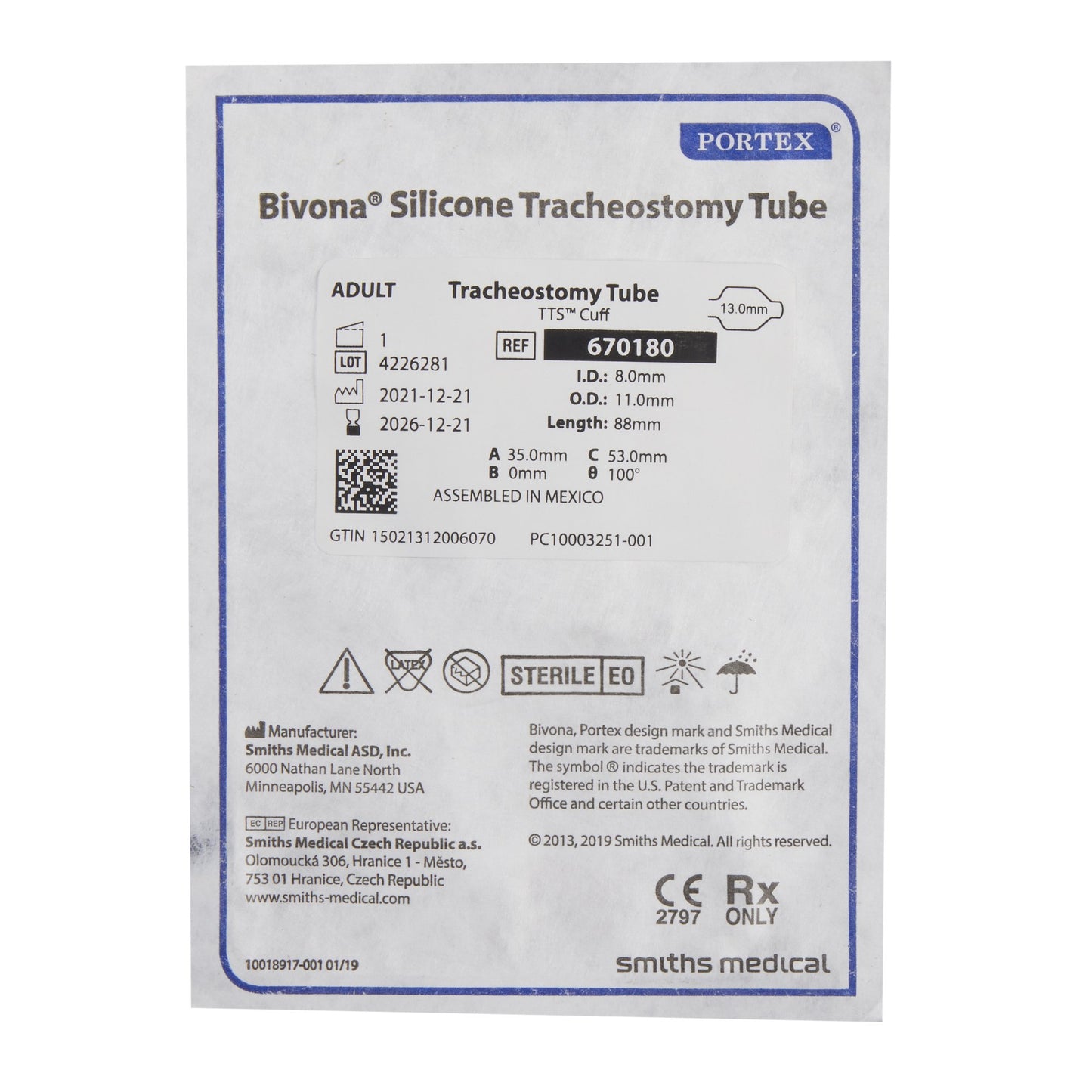 Bivona® TTS™ Tracheostomy Tube, Size 8