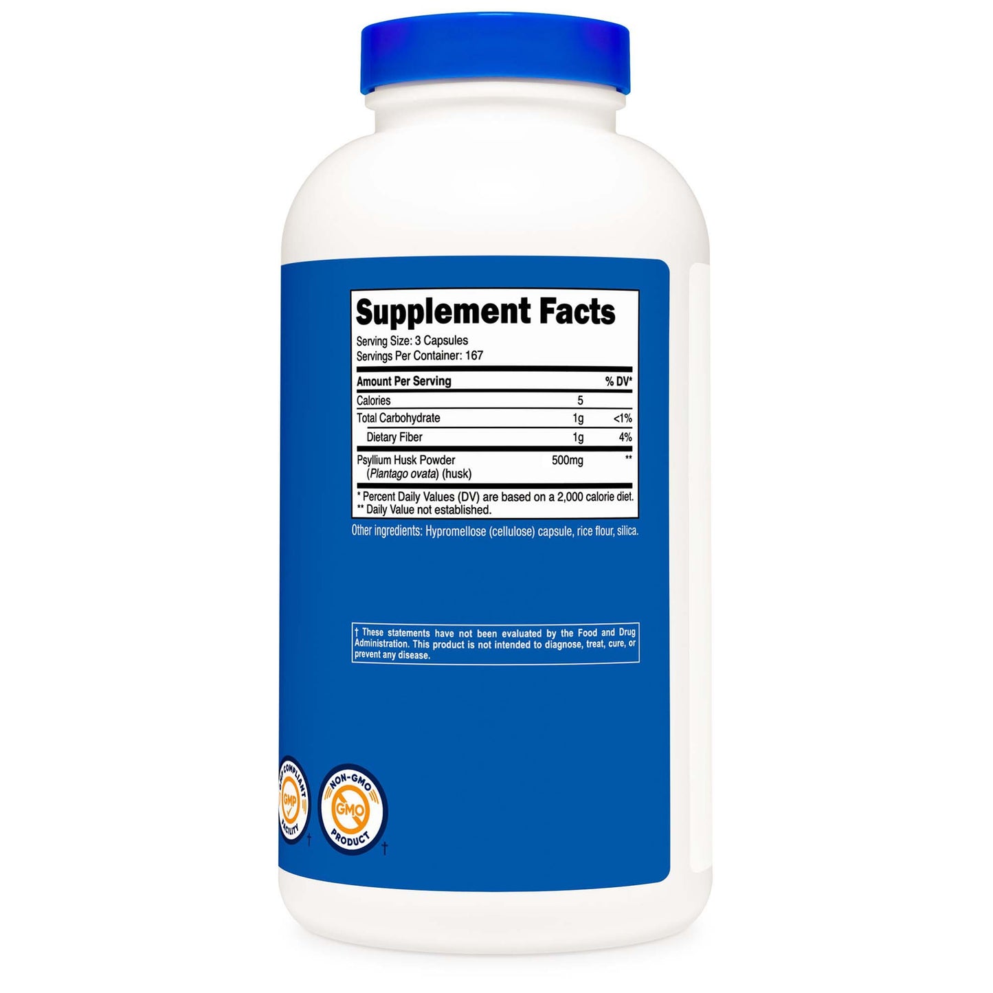 Dietary Supplement nutricost® Psyllium Husk 500 mg Strength Capsule 500 Per Bottle