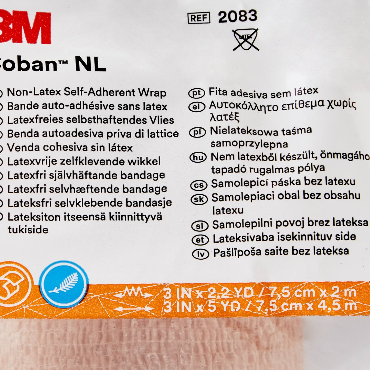 3M™ Coban™ LF Self-adherent Closure Cohesive Bandage, 3 Inch x 5 Yard, Tan