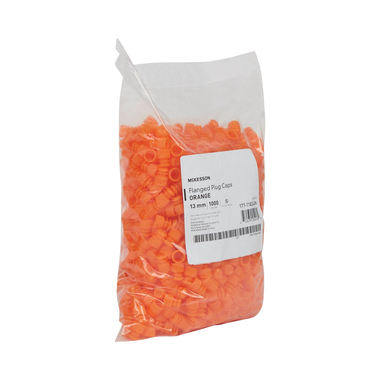 McKesson Tube Closure Snap Cap Orange Polyethylene 1000 per Bag