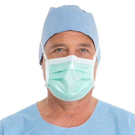 O&M Halyard Inc 49215 Halyard Surgical Mask, Anti-Fog Adhesive Film, Tie Closure, One Size Fits Most