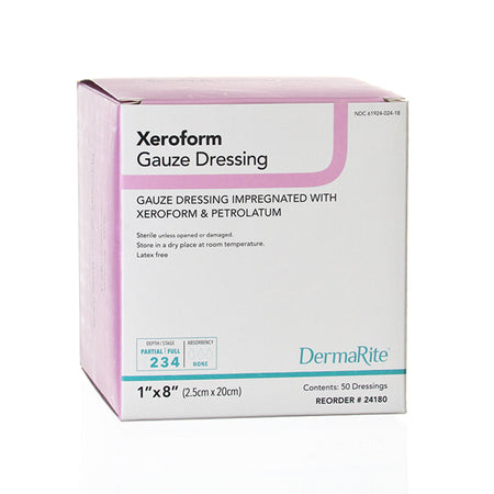 DermaRite 24180 Xeroform Petrolatum Impregnated Dressing, 1 x 8 Inch