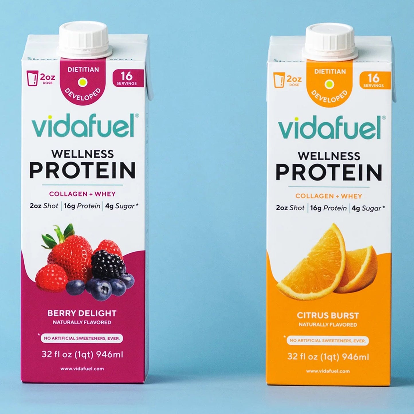 Vidafuel Wellness Protein Drink with Collagen and Whey, Orange Burst Flavor