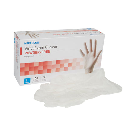 McKesson 14-118 Vinyl Exam Glove, Large, Clear