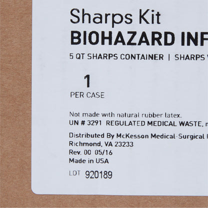 McKesson Prevent® Sharps Wall Cabinet with Glove Box, 12¼ x 4¾ x 15 Inch