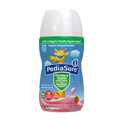PediaSure® Grow & Gain With Fiber Supplement, Strawberry, 7.4-ounce bottle