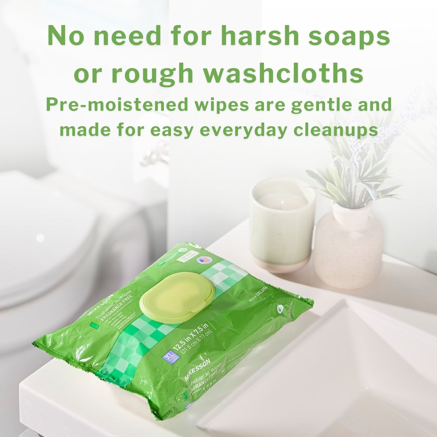 McKesson Flushable* Wet Wipes XL - Scented, 96 Wet Wipes per Pack