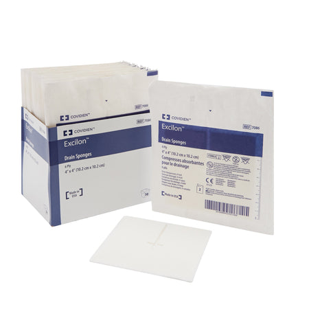 Cardinal 7086 Excilon I.V. / Drain Split Dressing, 4 x 4 Inch, 6-Ply