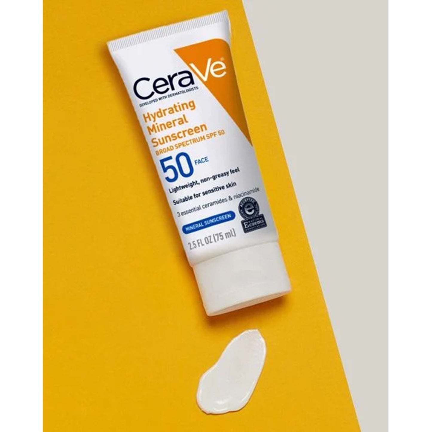 Sunscreen CeraVe® Hydrating Mineral Sunscreen Face SPF 50 Lotion 2.5 oz. Tube