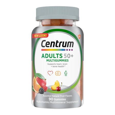 Glaxo Consumer Products 30573128424 Centrum Adults 50+ MultiGummies, Assorted Natural Fruit Flavors