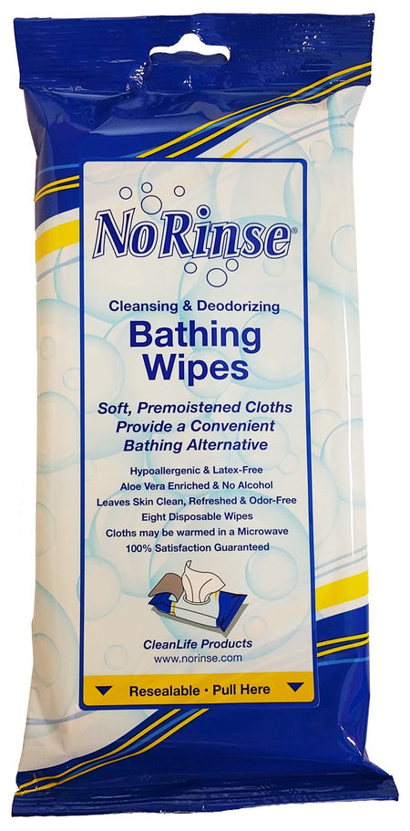 CleanLife Products 1000 No Rinse Bath Wipe, 8 x 8 Inch