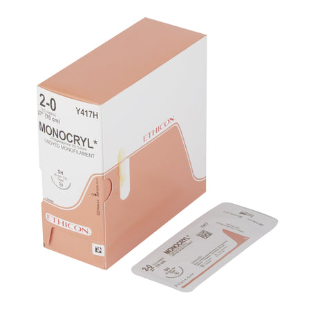 Ethicon Y417H Monocryl Poliglecaprone Absorbable Suture with Needle, Taper Point Monofilament