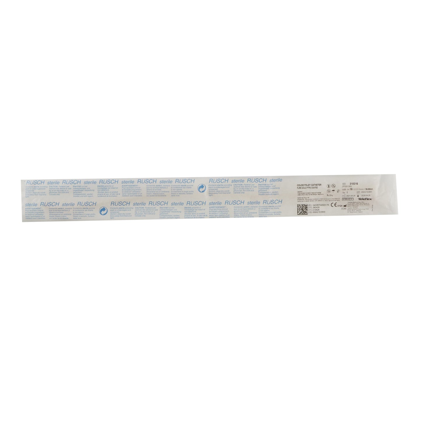 Teleflex Medical PureGold® 318316 Foley Catheter, 16 Fr  30 cc Coude Tip