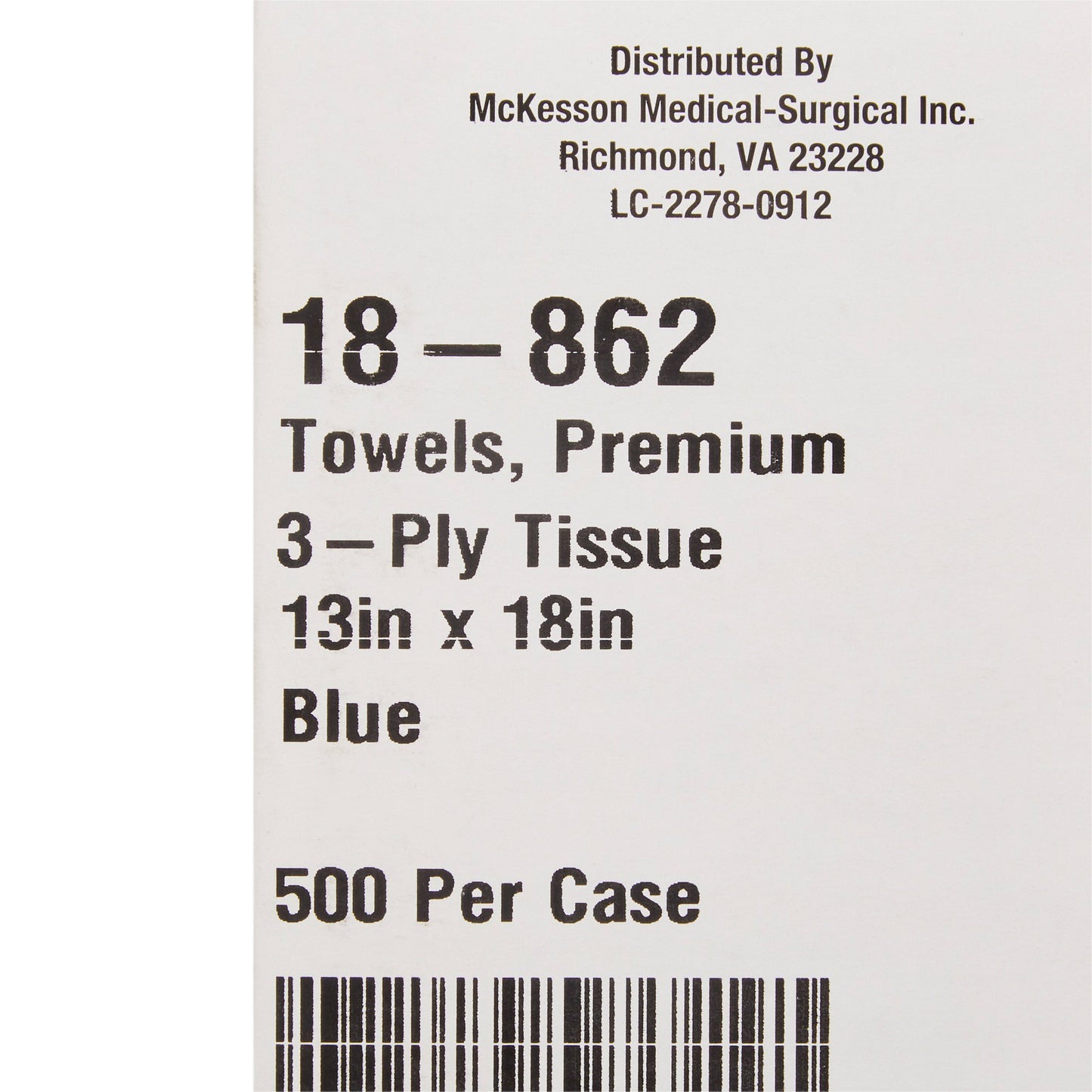 McKesson Nonsterile Blue Procedure Towel, 13 x 18 Inch