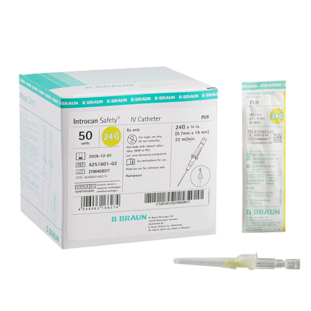 Introcan Safety® Peripheral IV Catheter, 24 Gauge, Straight
