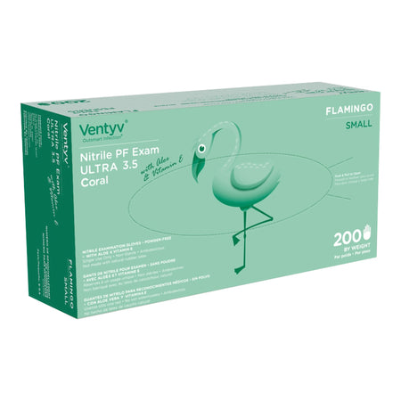 Ventyv 10334106 Ultra 3.5 Coral (Flamingo) Exam Glove, Small, Coral