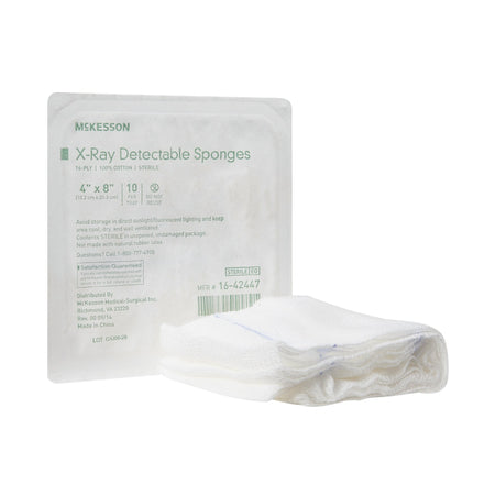 McKesson 16-42447 Sterile X-ray Detectable Gauze Sponge, 4 x 8 Inch, 16-Ply