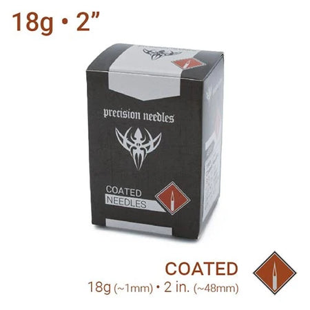 18g Sterilized 2" Coated Piercing Needles Box of 100
