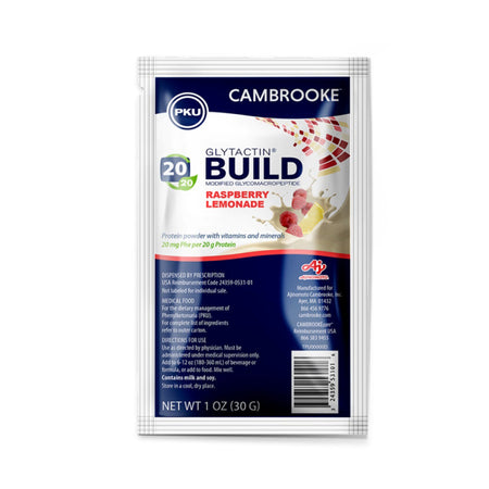 Cambrooke Therapeutics 35312 Glytactin Build 20/20 GMP for the Dietary Management of PKU, Raspberry Lemonade
