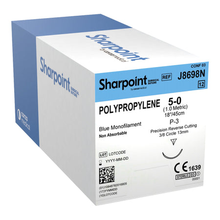 Surgical Specialties 883162 Polypropylene Nonabsorbable Suture with Needle, Precision Reverse Cutting