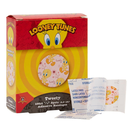 Dukal 1074737 Looney Tunes Stat Strip Adhesive Spot Bandage, 7/8-Inch Round