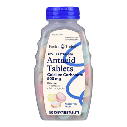 Foster & Thrive™ Antacid 500mg Calcium Carbonate Chewable Tablets, Fruit Flavor