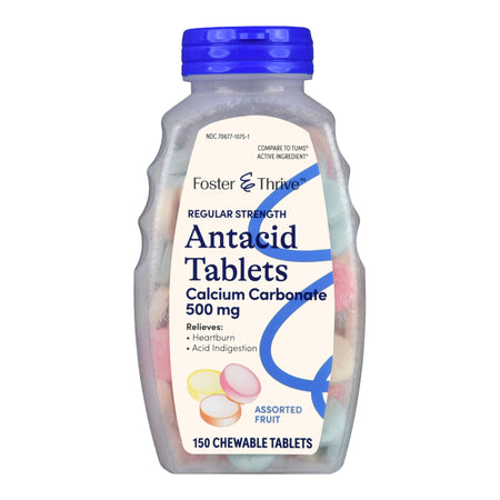 McKesson 70677107501 Foster & Thrive Antacid 500mg Calcium Carbonate Chewable Tablets, Fruit Flavor