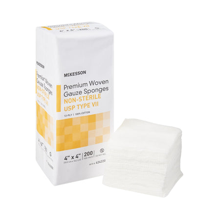 McKesson 42422000 USP Type VII Gauze Sponge, 4 x 4 Inch, 12-Ply