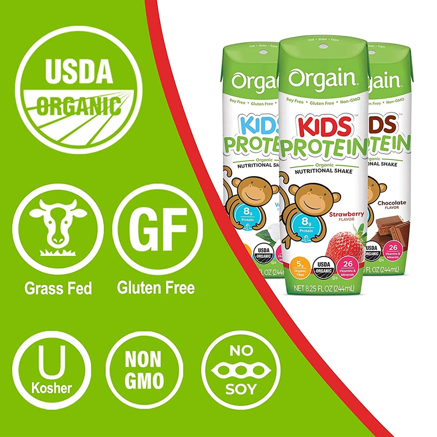 Orgain® Kids® Protein Organic Nutritional Shake, Strawberry, 8.25-ounce carton