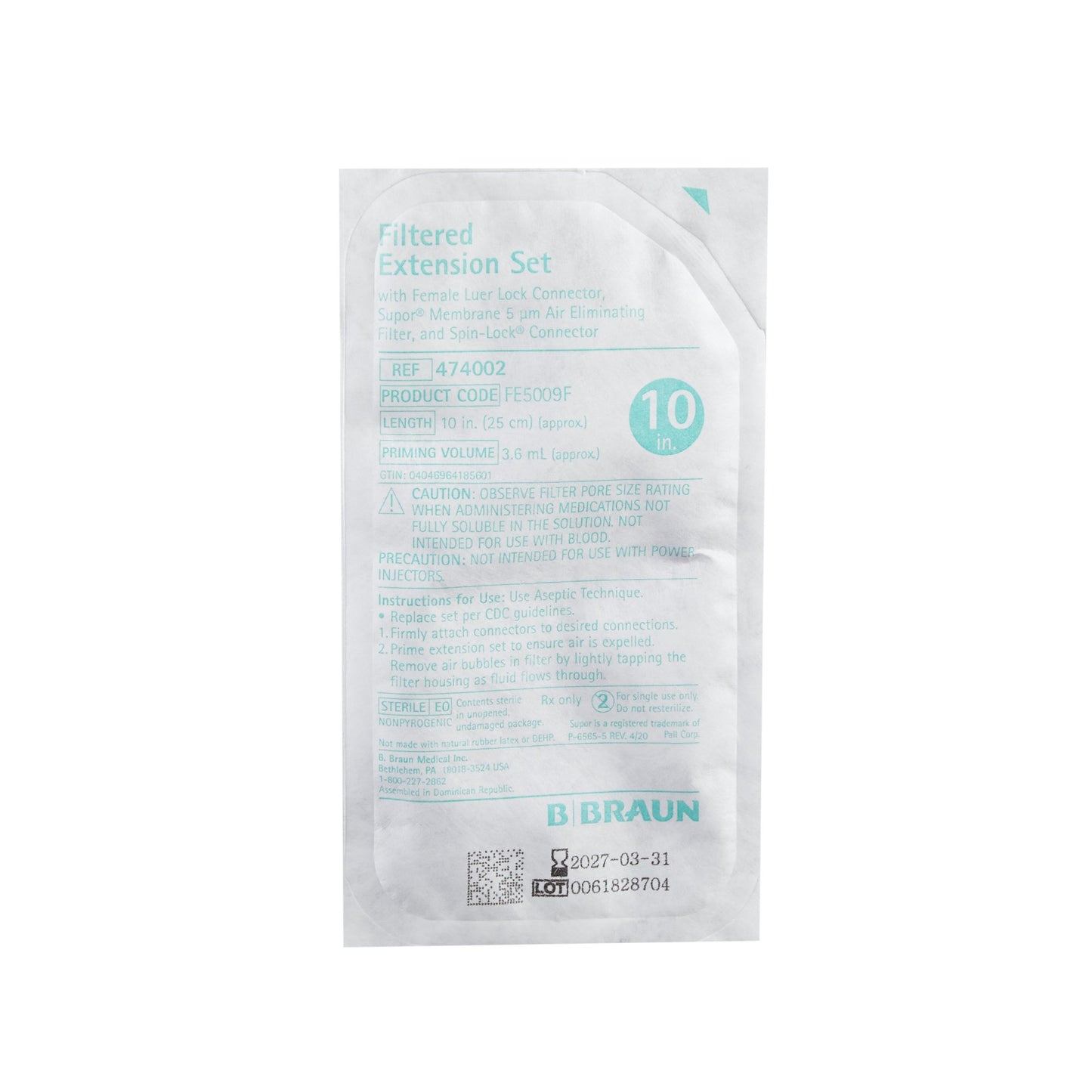 IV Extension Set 10 Inch Tubing With Filter Sterile