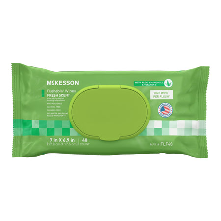 McKesson FLF48 Flushable* Wet Wipes - Scented, 48 Wet Wipes per Pack
