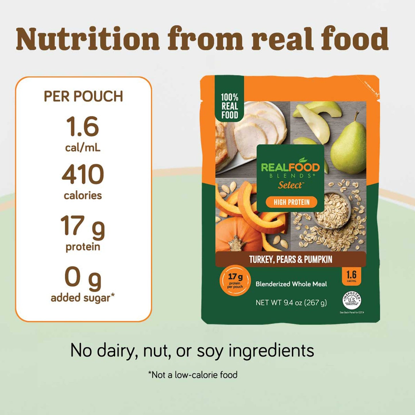 Tube Feeding Formula Real Food Blends® Select™ Turkey / Pears / Pumpkin Puree 9.4 oz. Pouch