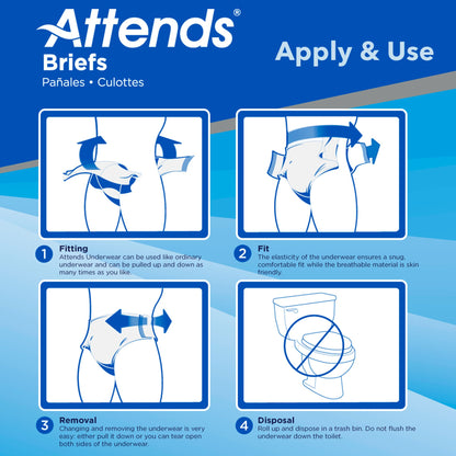 Attends® Briefs, Adult, Large, Heavy Absorbency, Disposable