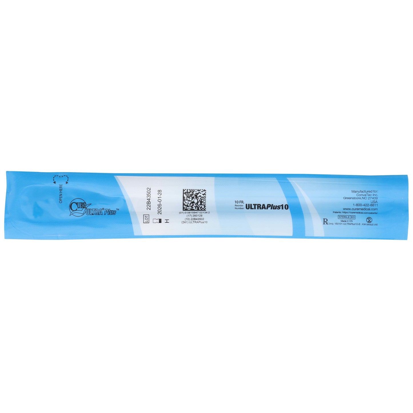 Urethral Catheter Cure Ultra® Plus™ Straight Tip Lubricated PVC 10 Fr. 8 Inch