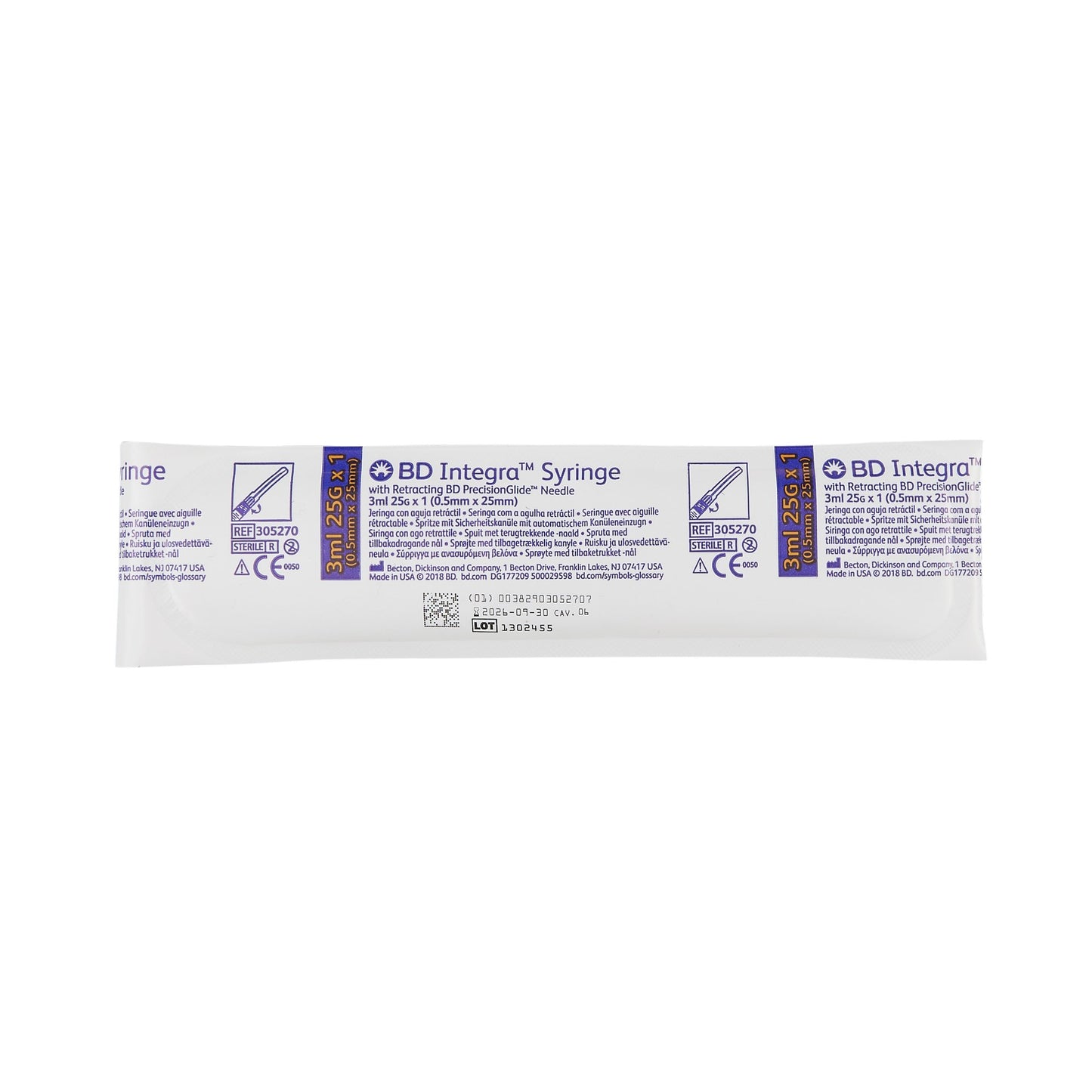 Integra™ 3 mL Syringe with Hypodermic Needle, 25 Gauge, 1-inch Length