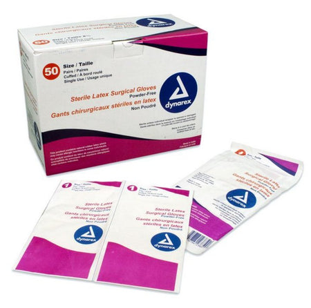Dynarex 2375 Latex Surgical Glove, Size 7.5, Ivory