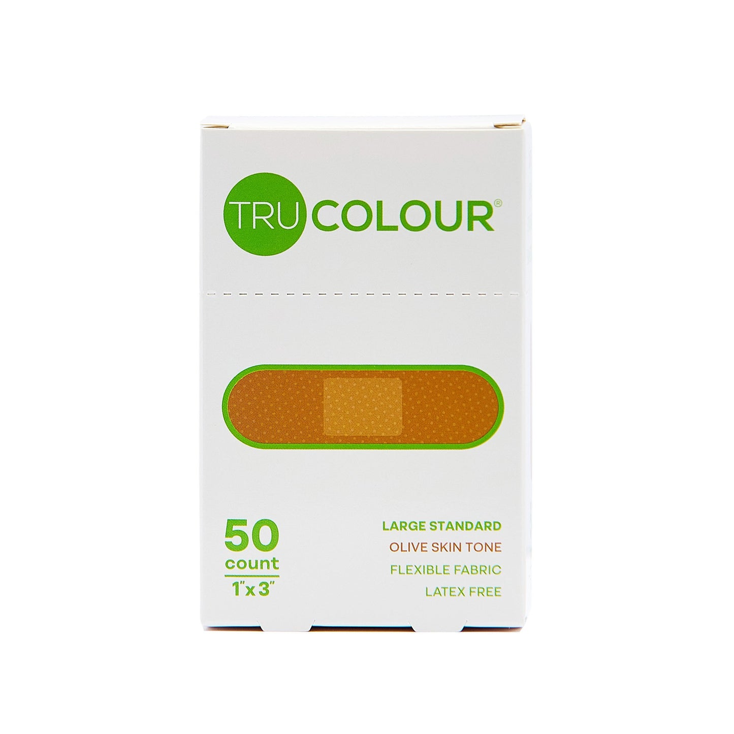 Tru-Colour Skin Tone Shade Fabric Bandage Adhesive Strips – Olive, 1 x 3 Inch