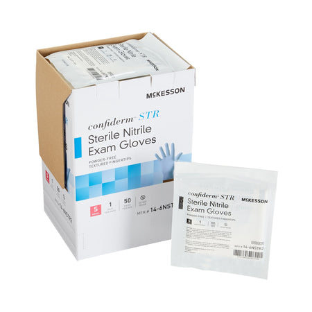McKesson 14-6NSTR2 Confiderm STR Nitrile Exam Glove, Small, Blue