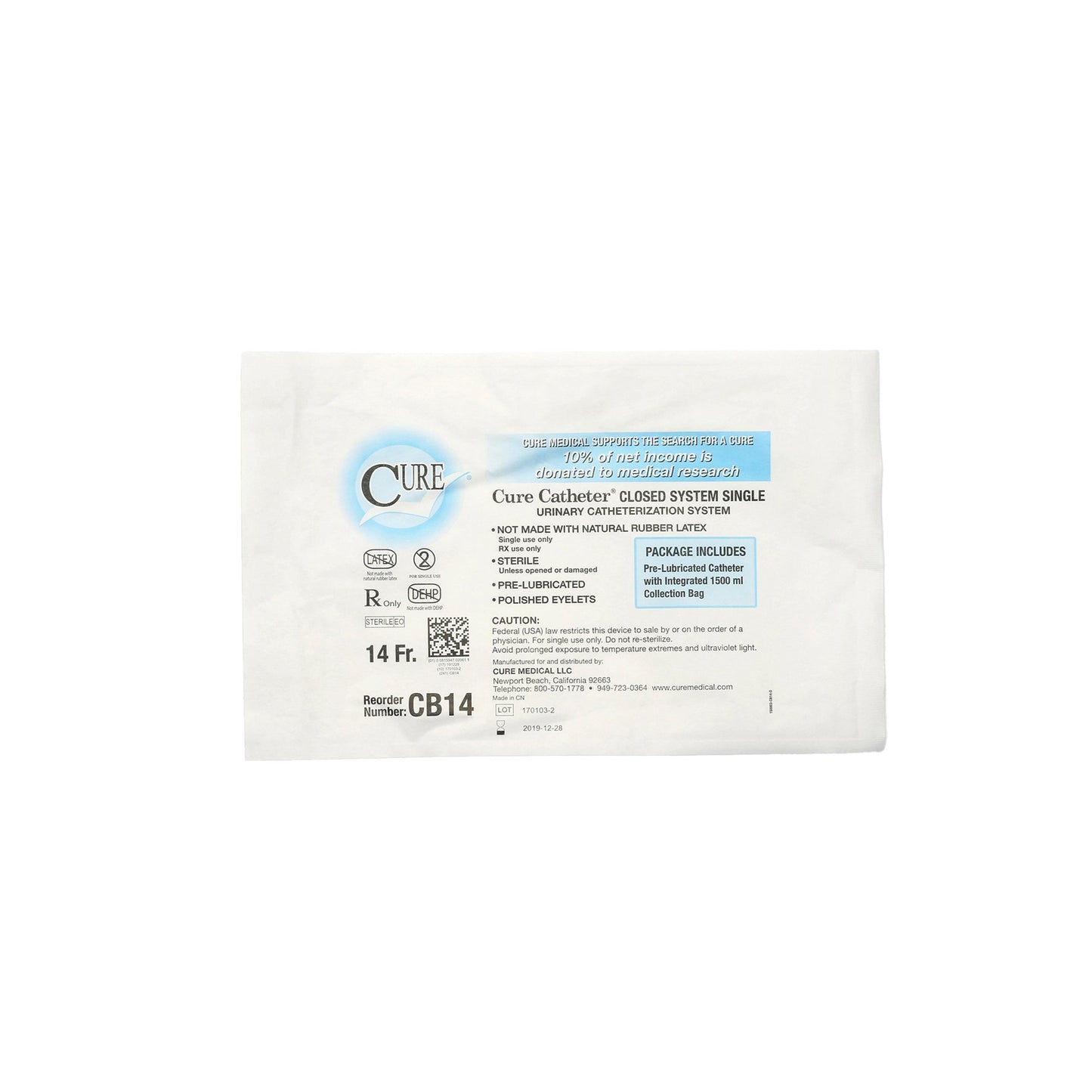 Cure Catheter™ Intermittent Catheter Tray, 14 Fr.