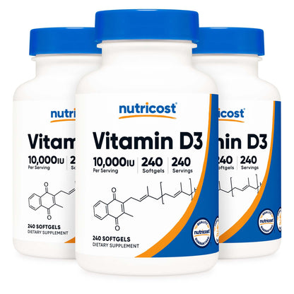 Dietary Supplement nutricost® Vitamin D3 10,000 IU Strength Softgel 240 Per Bottle