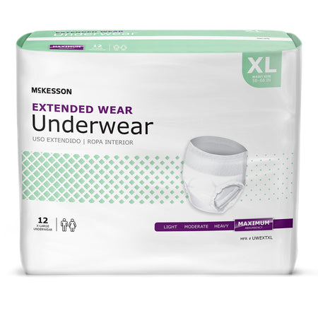 McKesson UWEXTXL Extended Wear Maximum Absorbency Underwear, Extra Large