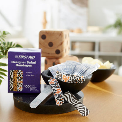 American® White Cross Stat Strip® Designer Safari Adhesive Strip, ¾ x 3 Inch