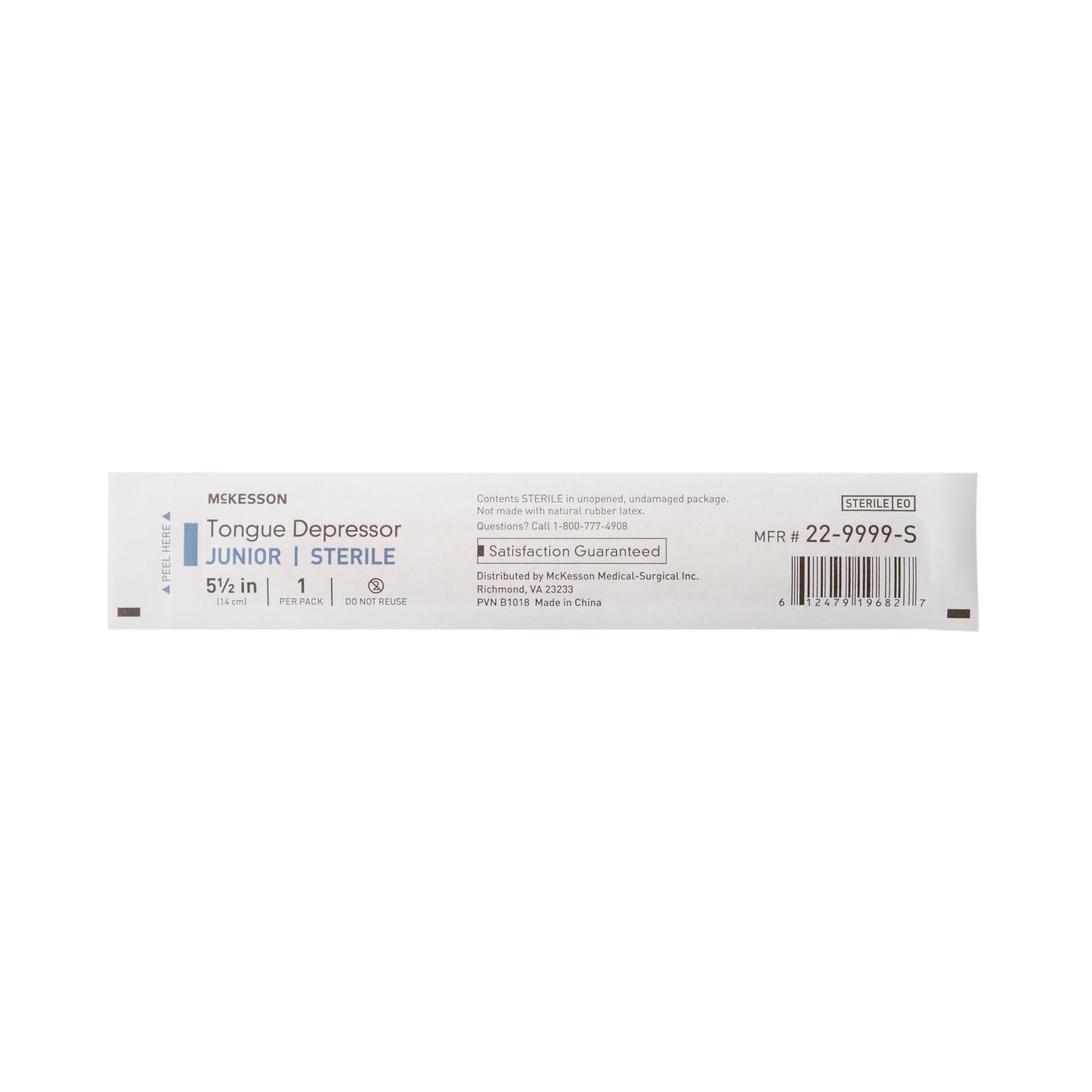 McKesson Tongue Depressors, Junior, 5.5" Length Wood, Sterile, 15.9 mm