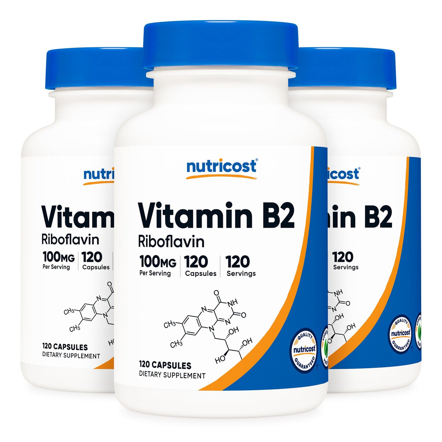 Dietary Supplement nutricost® Vitamin B2 Riboflavin Vitamin B2 100 mg Strength Capsule 120 Per Bottle