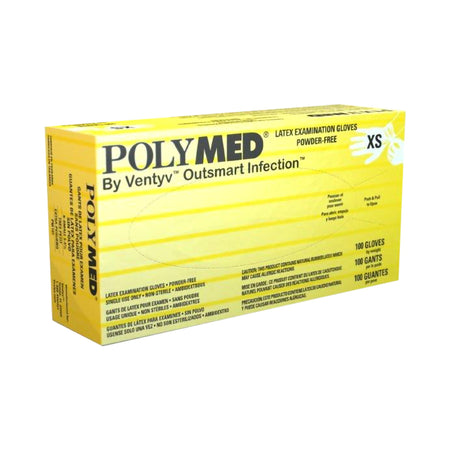 Ventyv PM101 Polymed Latex Exam Glove, Extra Small, Ivory