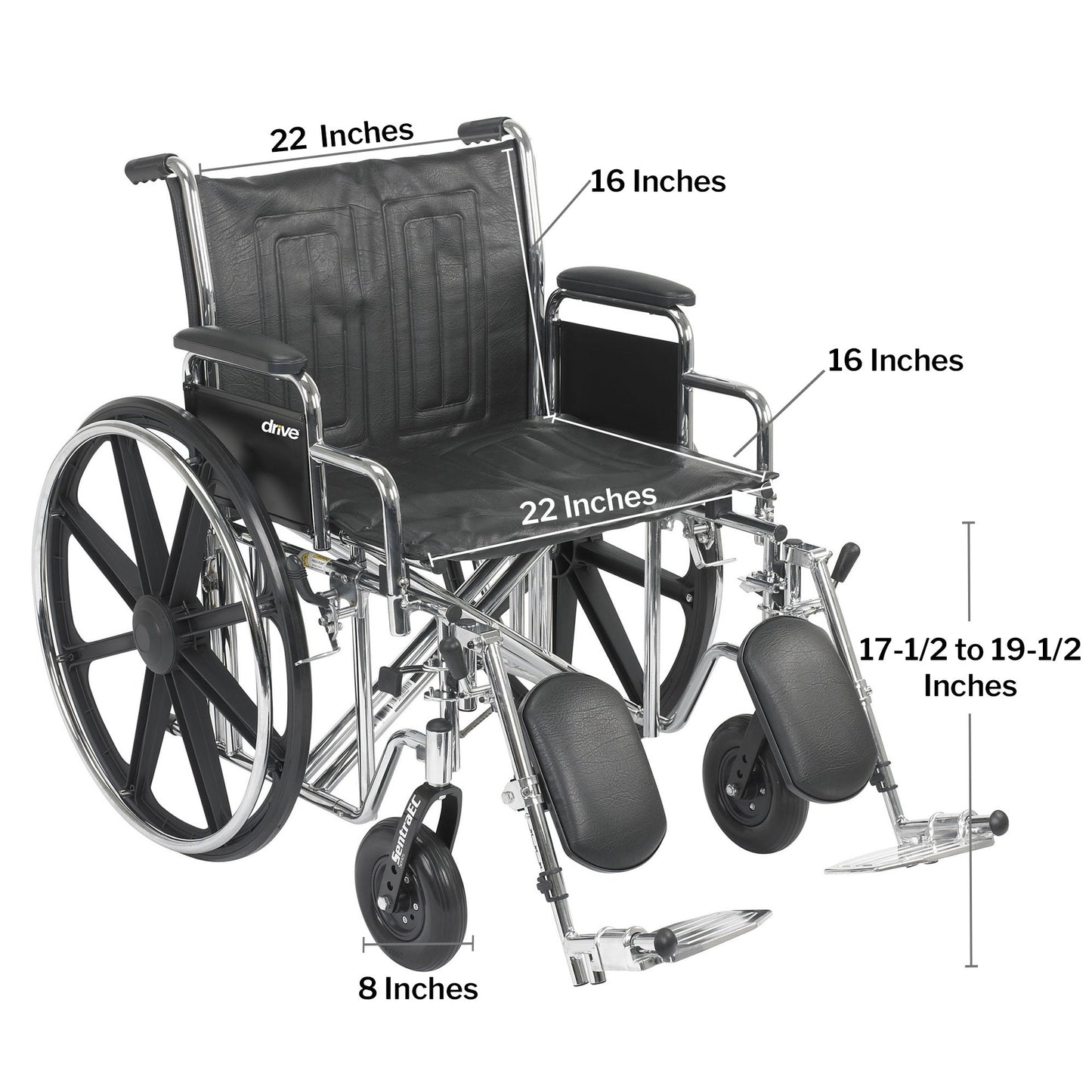 McKesson Bariatric Wheelchair, 22 Inch Seat Width