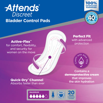 Attends® Discreet Women's Maximum Bladder Control Pad, 13-Inch Length