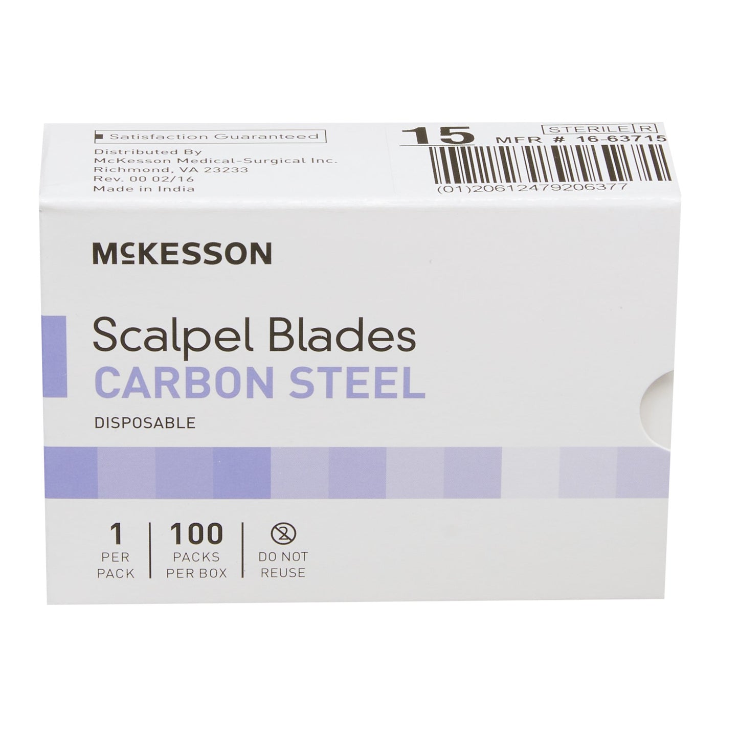 McKesson Carbon Steel Surgical Blade, Knife Edge, Size 15